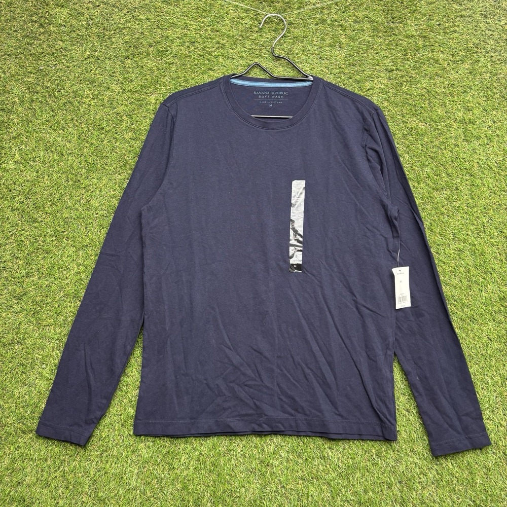 Banana Republic Shirt Mens Medium Blue Soft Wash Long Sleeve Crew Neck NWT